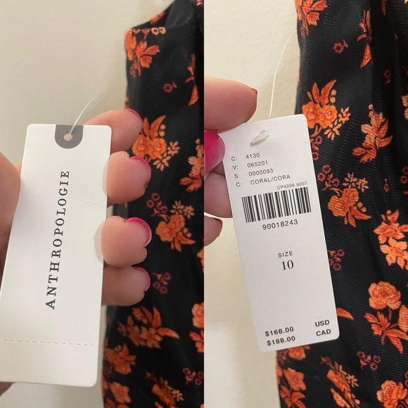 NWT Anthropologie Floral Cowl Back‎ Asymmetrical Midi Dress - 10 - Picture 13 of 15